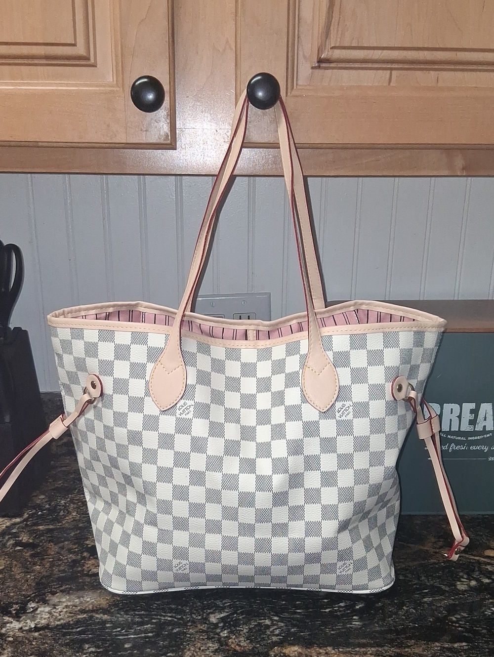 Source Unknown  Cream Checkered Tote Bag Nwot. FIRM PRICE
